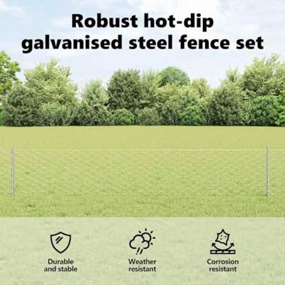 VidaXL Hek met paal zilver 0,4 x 25 m staal