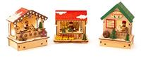Small Foot houten decoratie kerstmarkt met lampjes, set van 3 - thumbnail
