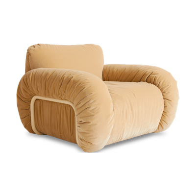 HKliving Arc fauteuil sand frame Royal Velvet Cream