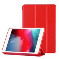 PU plastic bodem geval opvouwbare vervorming links en rechts Flip lederen draagtas met drie voudige beugel & Smart Sleep voor iPad mini 2019 (rood) - thumbnail