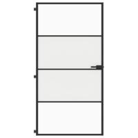 Binnendeur smal 102,5x201,5 cm gehard glas en aluminium zwart - thumbnail