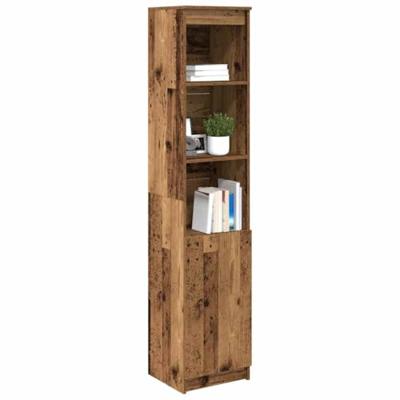 Hoge kast 37,5x35x180 cm bewerkt hout oud houtkleurig