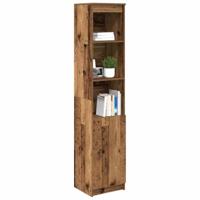 Hoge kast 37,5x35x180 cm bewerkt hout oud houtkleurig - thumbnail