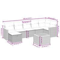 7-delige Loungeset met kussens poly rattan gemengd beige - thumbnail