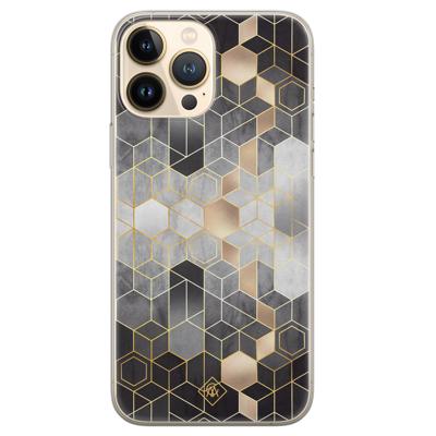 iPhone 13 Pro Max siliconen hoesje - Grey cubes iPhone 13 Pro Max siliconen hoesje - Grey cubes