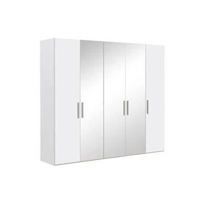 Goossens Kledingkast Easy Storage Ddk, Kledingkast 253 cm breed, 220 cm hoog, 2x draaideur en 3x spiegel draaideur midden