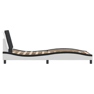 Bedframe met LED-verlichting kunstleer wit en zwart 180x200 cm - thumbnail