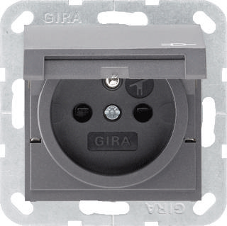 Gira 1-voudige stopcontact met penaarde antraciet klapdeksel Belgie