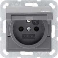 Gira 1-voudige stopcontact met penaarde antraciet klapdeksel Belgie - thumbnail