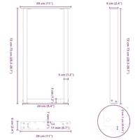 Console tafelpoten 2 st U-vormig 28x(72-73) cm staal antraciet - thumbnail