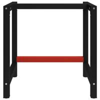 Werkbankframe 80x57x79 cm metaal zwart en rood - thumbnail