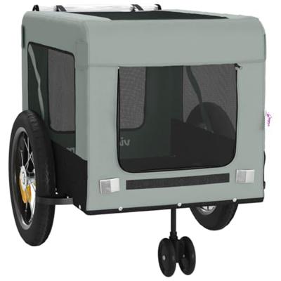 Hondenfietstrailer oxford stof en ijzer grijs en zwart - thumbnail