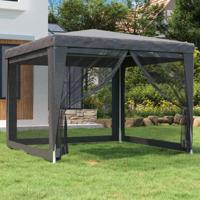 Partytent met 4 mesh zijwanden 3x3 m HDPE antracietkleurig - thumbnail