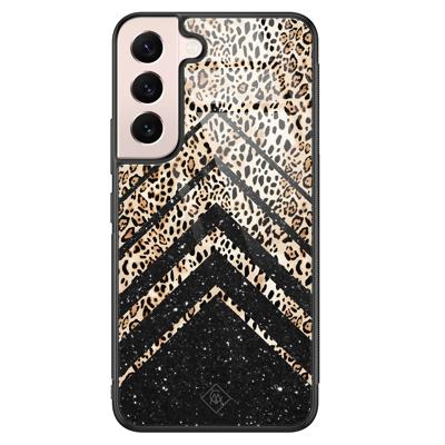 Samsung Galaxy S22 glazen hardcase - Chevron luipaard
