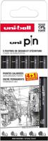 Uni Pin fineliner, gekalibreerde punten, zwart, 0,2-0,4-0,6-0,8-1,0 mm, blister van 4 + 1 gratis - thumbnail