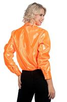 Ruchesblouse satijn oranje Kevin - thumbnail