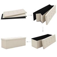 Opbergbank inklapbaar kunstlinnen crmewit - thumbnail