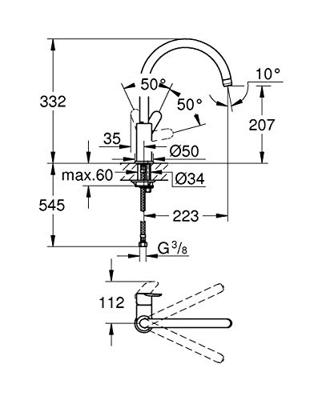 Grohe BauEdge keukenkraan met draaibare uitloop chroom - thumbnail