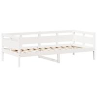 Kinderbed met huisje en bankje massief grenenhout wit 80x200 cm - thumbnail