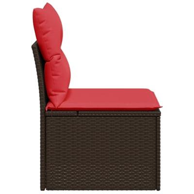 Tuinstoel zonder armleuning met kussens poly rattan bruin - thumbnail