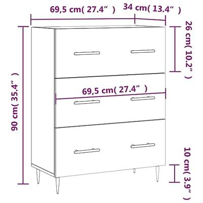 Dressoir 69,5x34x90 cm bewerkt hout betongrijs