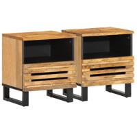 Nachtkastjes 2 st 40x34x46 cm massief ruw mangohout - thumbnail