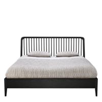 Ethnicraft Bed 'Spindle' Gevernist Eikenhout, 180 x 200cm, kleur Zwart - thumbnail