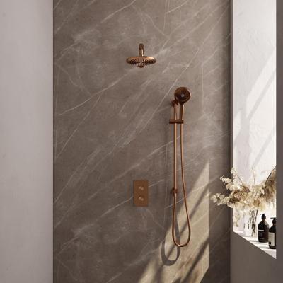 Regendoucheset Inbouw Brauer Copper Carving Thermostatisch 20 cm met 3-Weg Omstelling, Wandarm, Glijstang en Handdouche 3-Standen Geborsteld Koper Regendoucheset Inbouw Brauer Copper Carving Thermostatisch 20 cm met 3-Weg Omstelling, Wandarm, Glijstang en Handdouche 3-Standen Geborsteld Koper