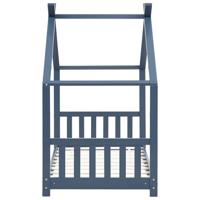 Kinderbedframe massief grenenhout grijs 80x160 cm - thumbnail
