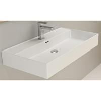Wastafel Hangend Plieger Kansas 80x45cm Keramiek met Overloop Mat Wit 1 Kraangat - thumbnail