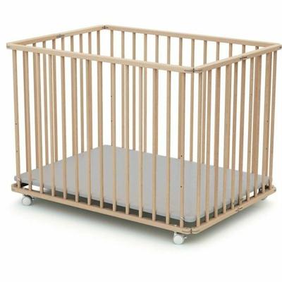 Rechthoekige opvouwbare box - WEBABY - CALI - 70 x 100 cm - Tot 24 maanden - Ruwe beuken