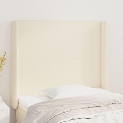 Hoofdbord met randen 103x16x118/128 cm kunstleer crèmekleurig