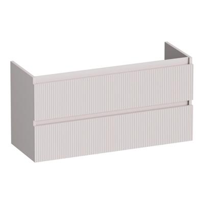 Brauer Joy Wavy - Onderkast Ondiep - 100 cm - met 2 Softclose Lades Greeploos en 1 Sifon Uitsparing - Mat Zand