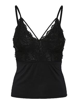 Dames hemd kant - Lace top Nichelle - Dames kanten onderhemd - Microfiber spaghetti bandjes