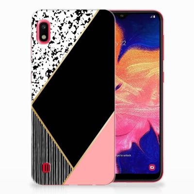 Samsung Galaxy A10 | TPU Hoesje | Zwart Roze Vormen Samsung Galaxy A10 | TPU Hoesje | Zwart Roze Vormen
