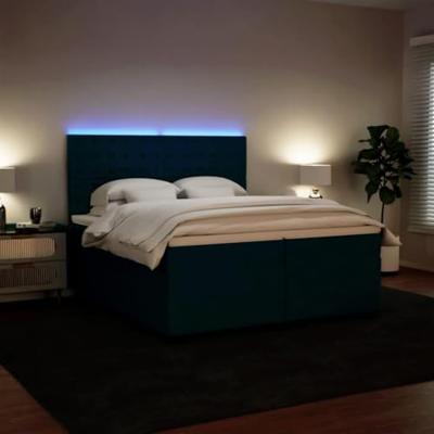 Boxspring met matras fluweel blauw 200x200 cm