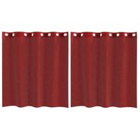 Gordijnen voile met doorvoertules 2 st wijnrood - thumbnail