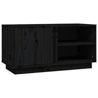 Tv-meubel 80x35x40,5 cm massief grenenhout zwart - thumbnail