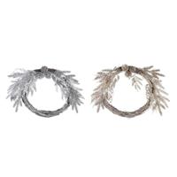 Kerstkroon DKD Home Decor Metaal Polyester (50 x 6 x 40 cm) (2 Stuks) - thumbnail