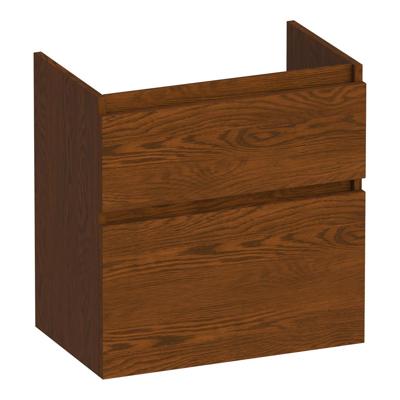 Brauer Delight - Onderkast Ondiep - 60 cm - met 2 Softclose Lades Greeploos en 1 Sifon Uitsparing - Lamellen Eiken Bruin