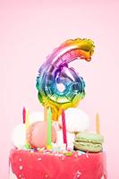 Folieballon Taart Topper Regenboog Cijfer 3 - 13 cm - thumbnail