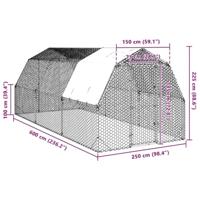 Kippenren met dak 2,5x6x2,25 m gegalvaniseerd staal - thumbnail