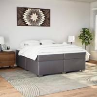 Boxspring met matras kunstleer grijs 200x200 cm - thumbnail