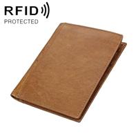 8235 Antimagnetic RFID Multi-function Crazy Horse Texture Leather Wallet Passport Bag (Yellowish-brown) - thumbnail