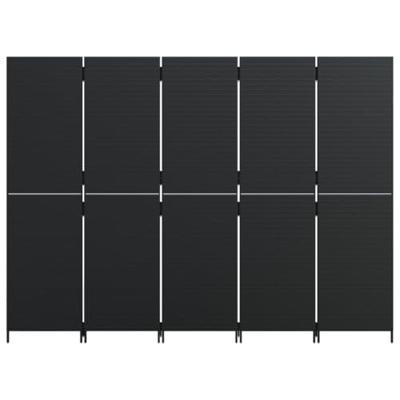 Kamerscherm 5 panelen poly rattan zwart