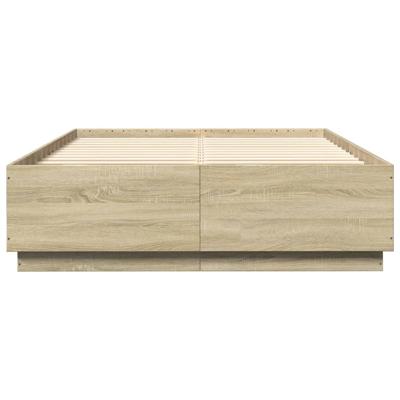 Bedframe bewerkt hout sonoma eikenkleurig 160x200 cm - thumbnail