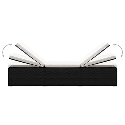 Ligbed met kussen en theetafel poly rattan crmewit Ligbed met kussen en theetafel poly rattan crmewit