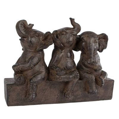 Gifts Amsterdam Sculptuur Three Elephants Bruin Polyst 25x11x18,5