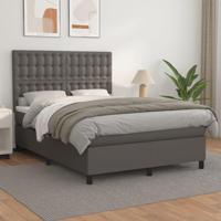 Boxspring met matras kunstleer grijs 140x190 cm - thumbnail