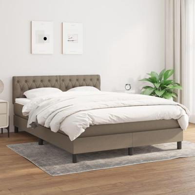 Boxspring met matras stof taupe 140x200 cm